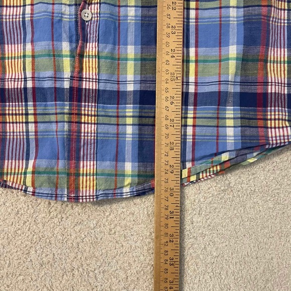 US Polo Assn Mens XL Plaid Button Down Shirt Short Sleeve Blue Yellow Cotton - Picture 5 of 8